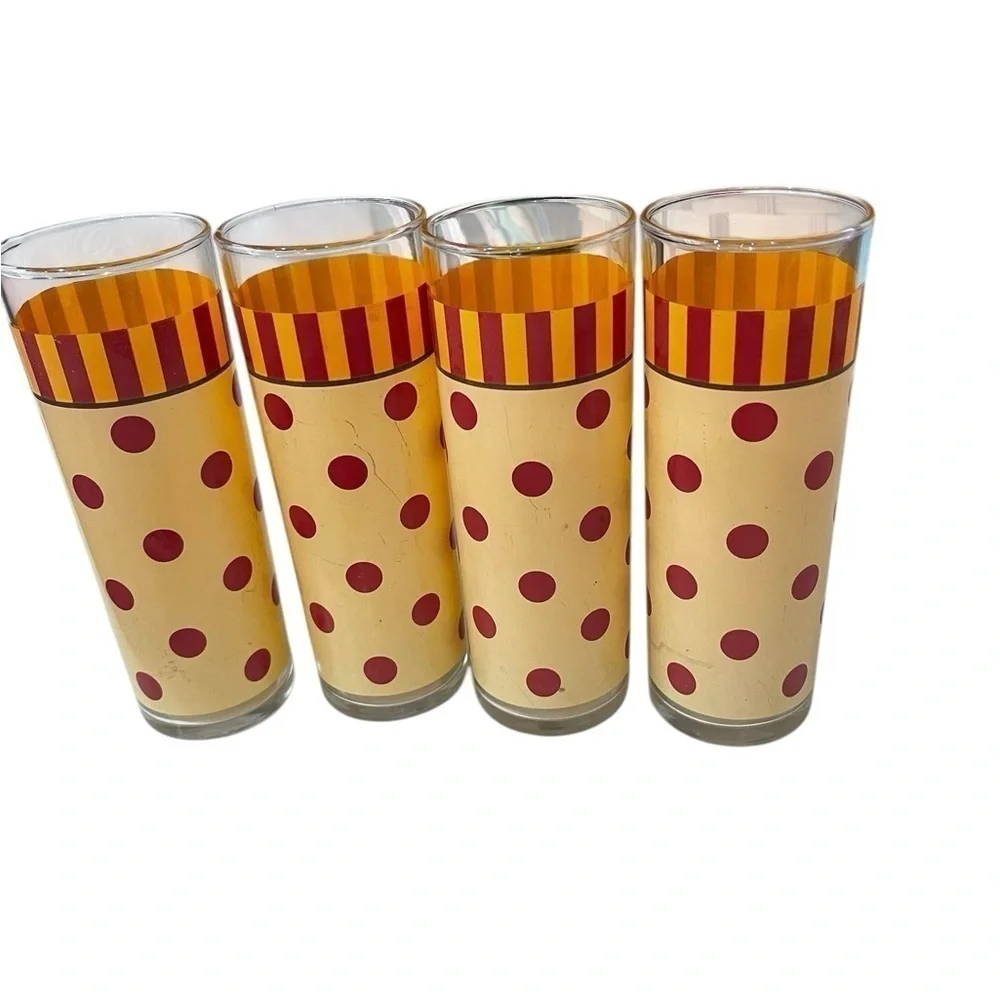 Gail Pittman Siena Tom Collin’s Tumblers Polka Dot Stripes 12 Ounce 6 1/2 in